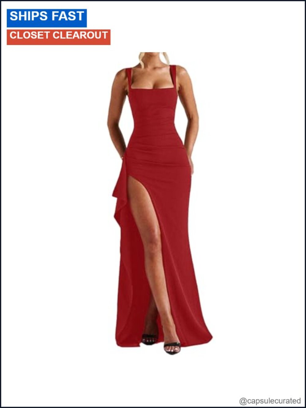 Sleeveless Bodycon Formal Maxi Dress High Slit Ruched Cocktail Prom Gown